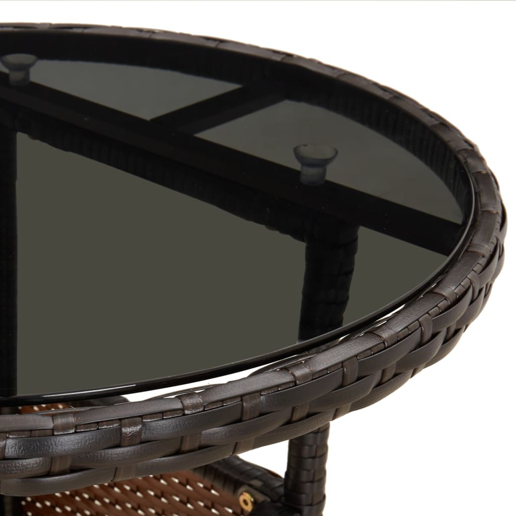 Outdoor Patio Poly Rattan Round Garden Bistro Table With Glass Top Outside Tables - Bargainia.com - 8720286089767 - 310599