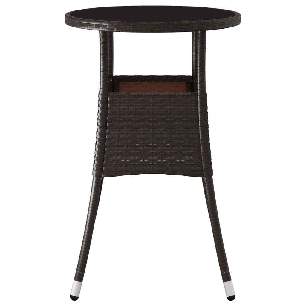 Outdoor Patio Poly Rattan Round Garden Bistro Table With Glass Top Outside Tables - Bargainia.com - 8720286089767 - 310599