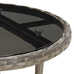 Outdoor Patio Poly Rattan Round Garden Bistro Table With Glass Top Outside Tables - Bargainia.com - 