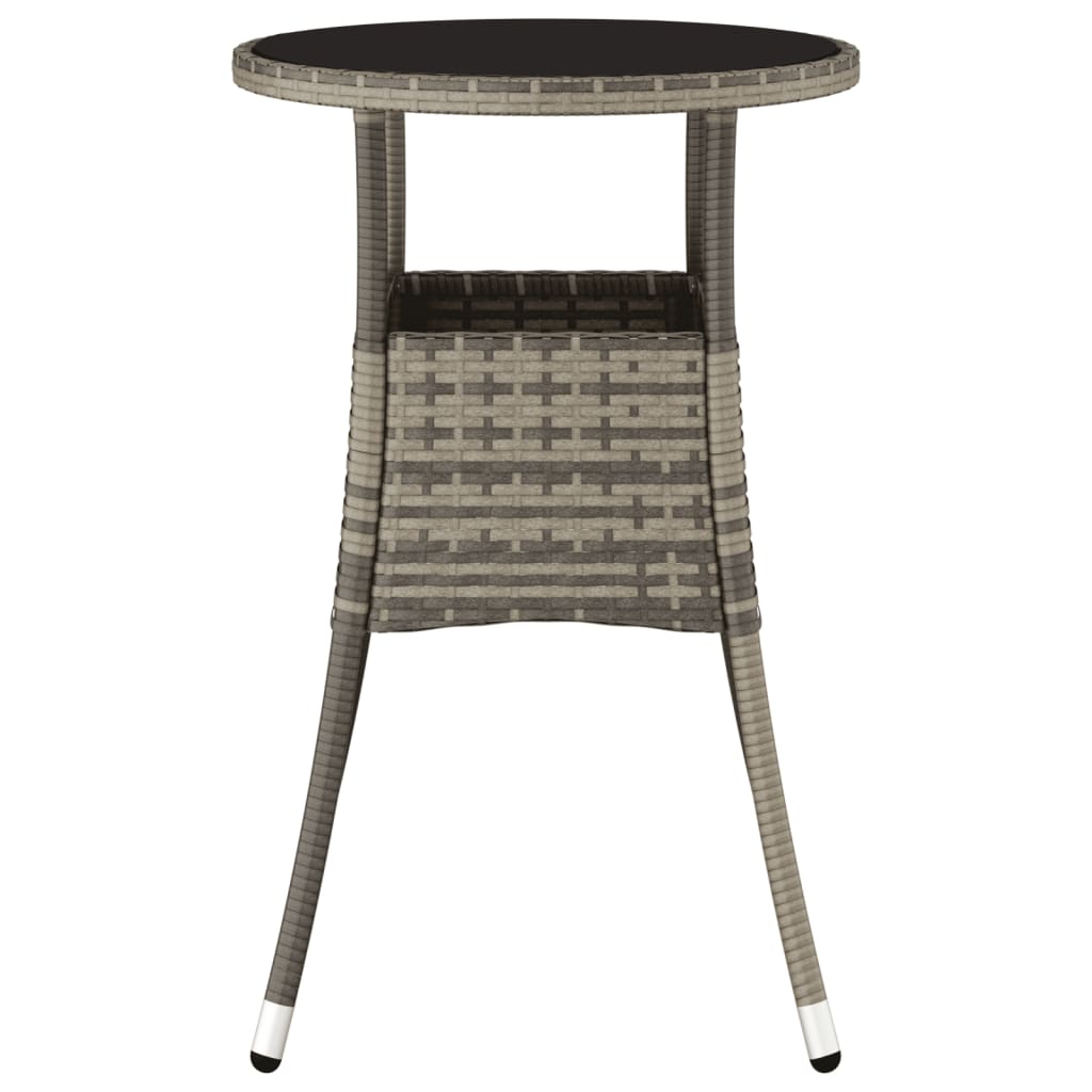Outdoor Patio Poly Rattan Round Garden Bistro Table With Glass Top Outside Tables - Bargainia.com - 8720286089774 - 310600