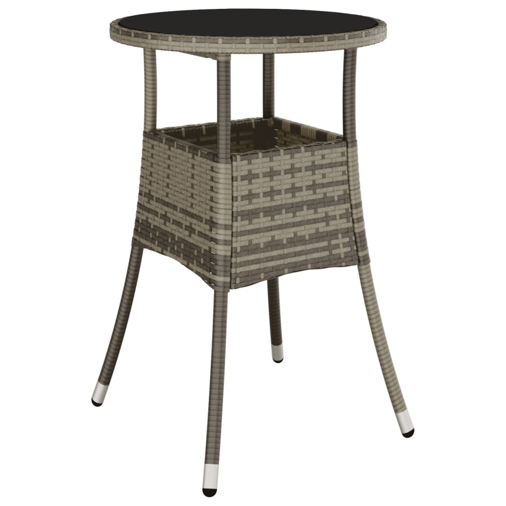 Outdoor Patio Poly Rattan Round Garden Bistro Table With Glass Top Outside Tables - Bargainia.com - 8720286089774 - 310600
