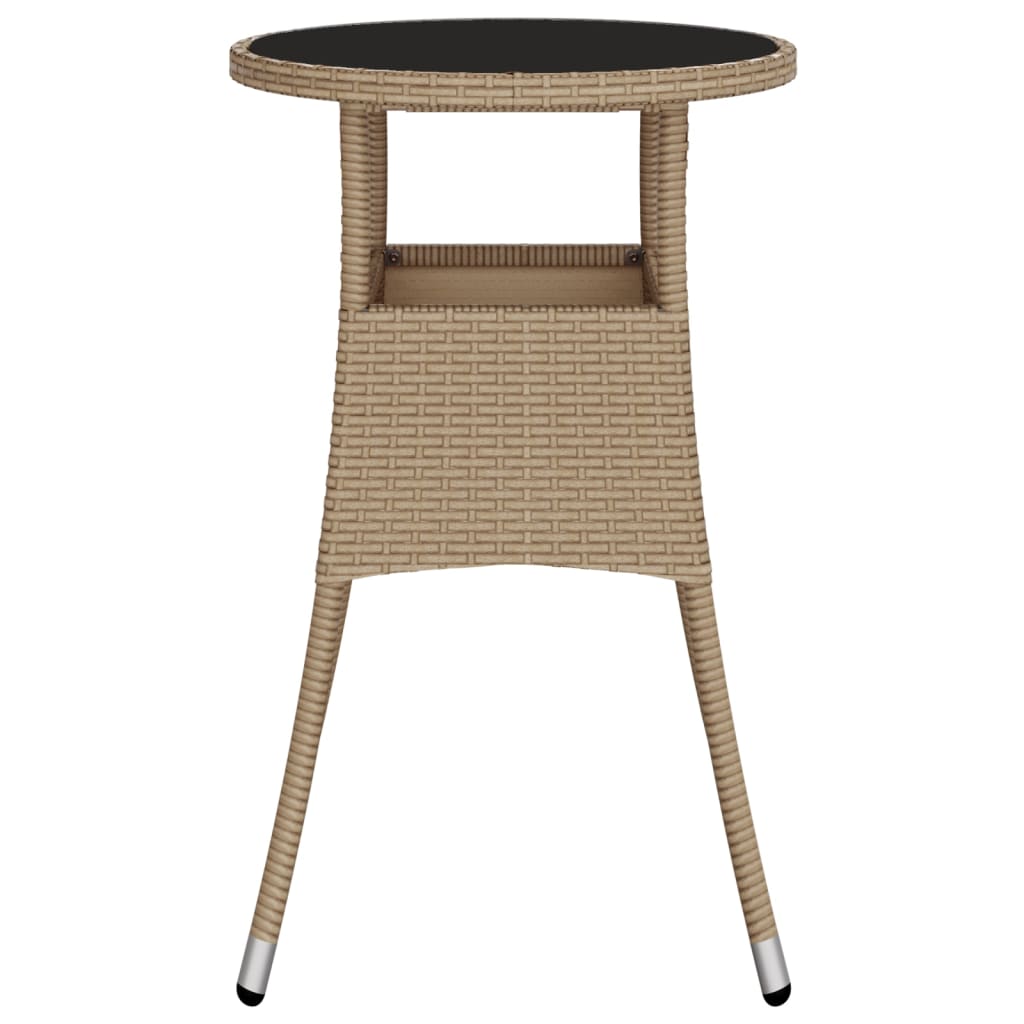 Outdoor Patio Poly Rattan Round Garden Bistro Table With Glass Top Outside Tables - Bargainia.com - 
