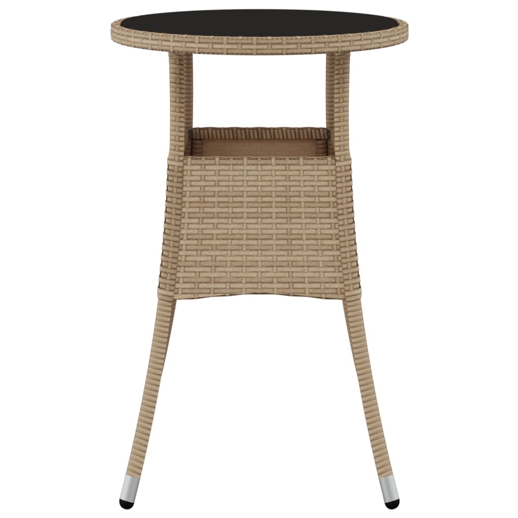 Outdoor Patio Poly Rattan Round Garden Bistro Table With Glass Top Outside Tables - Bargainia.com - 8720286089781 - 310601