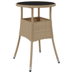 Outdoor Patio Poly Rattan Round Garden Bistro Table With Glass Top Outside Tables - Bargainia.com - 