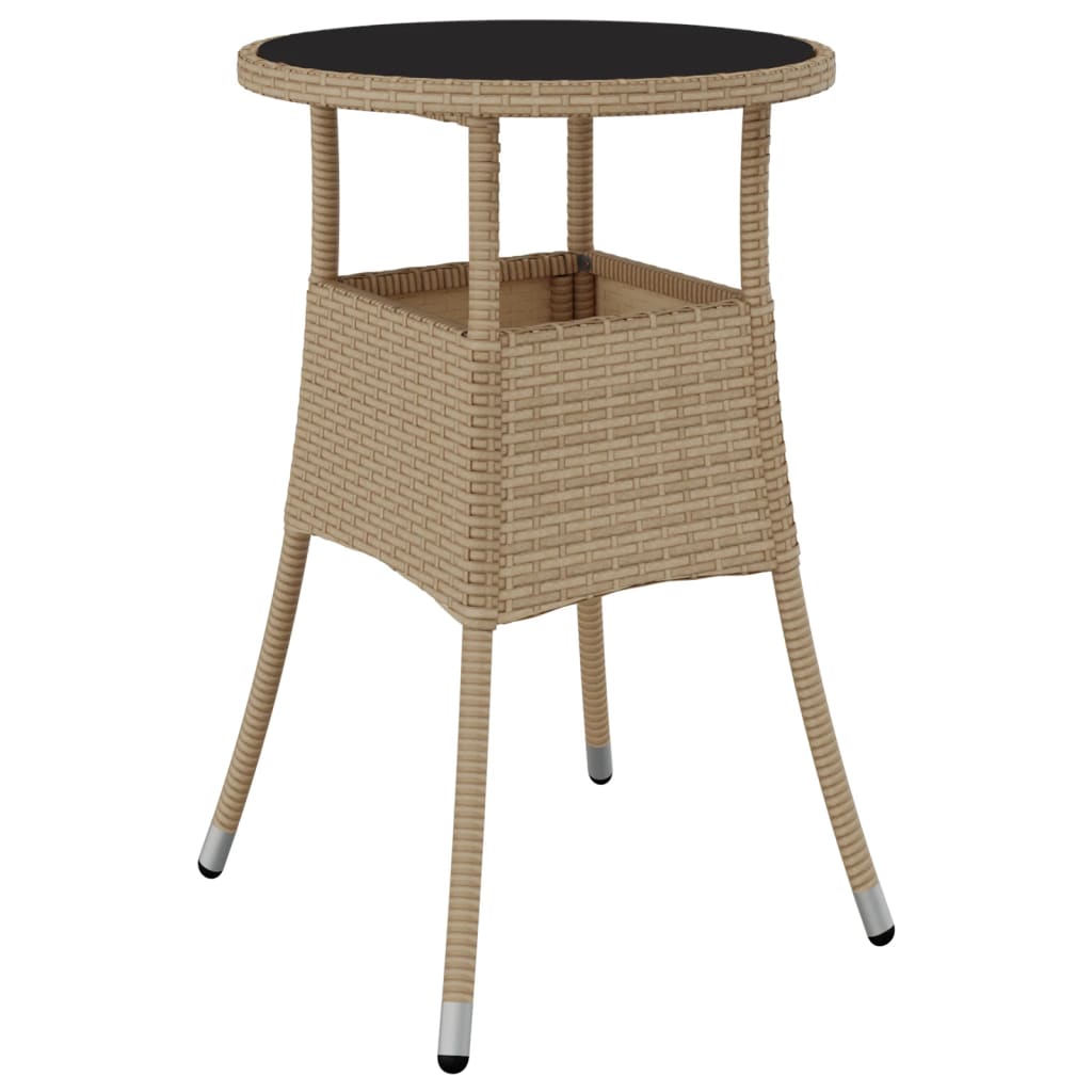 Outdoor Patio Poly Rattan Round Garden Bistro Table With Glass Top Outside Tables - Bargainia.com - 8720286089781 - 310601