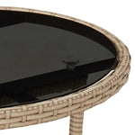 Outdoor Patio Poly Rattan Round Garden Bistro Table With Glass Top Outside Tables - Bargainia.com - 