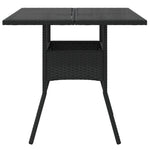 Outdoor Patio Poly Rattan Square 4 Person Garden Dining Table With Glass Top - Bargainia.com - 