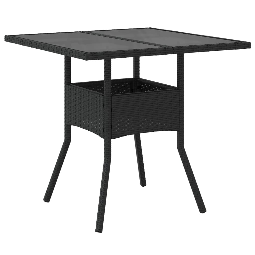 Outdoor Patio Poly Rattan Square 4 Person Garden Dining Table With Glass Top - Bargainia.com - 8721012264472 - 365521