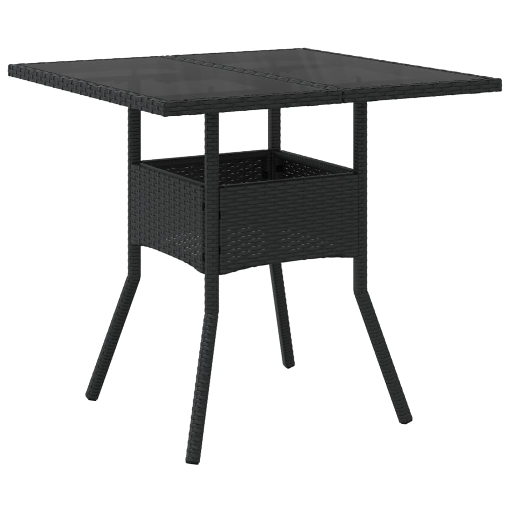 Outdoor Patio Poly Rattan Square 4 Person Garden Dining Table With Glass Top - Bargainia.com - 8721012264472 - 365521