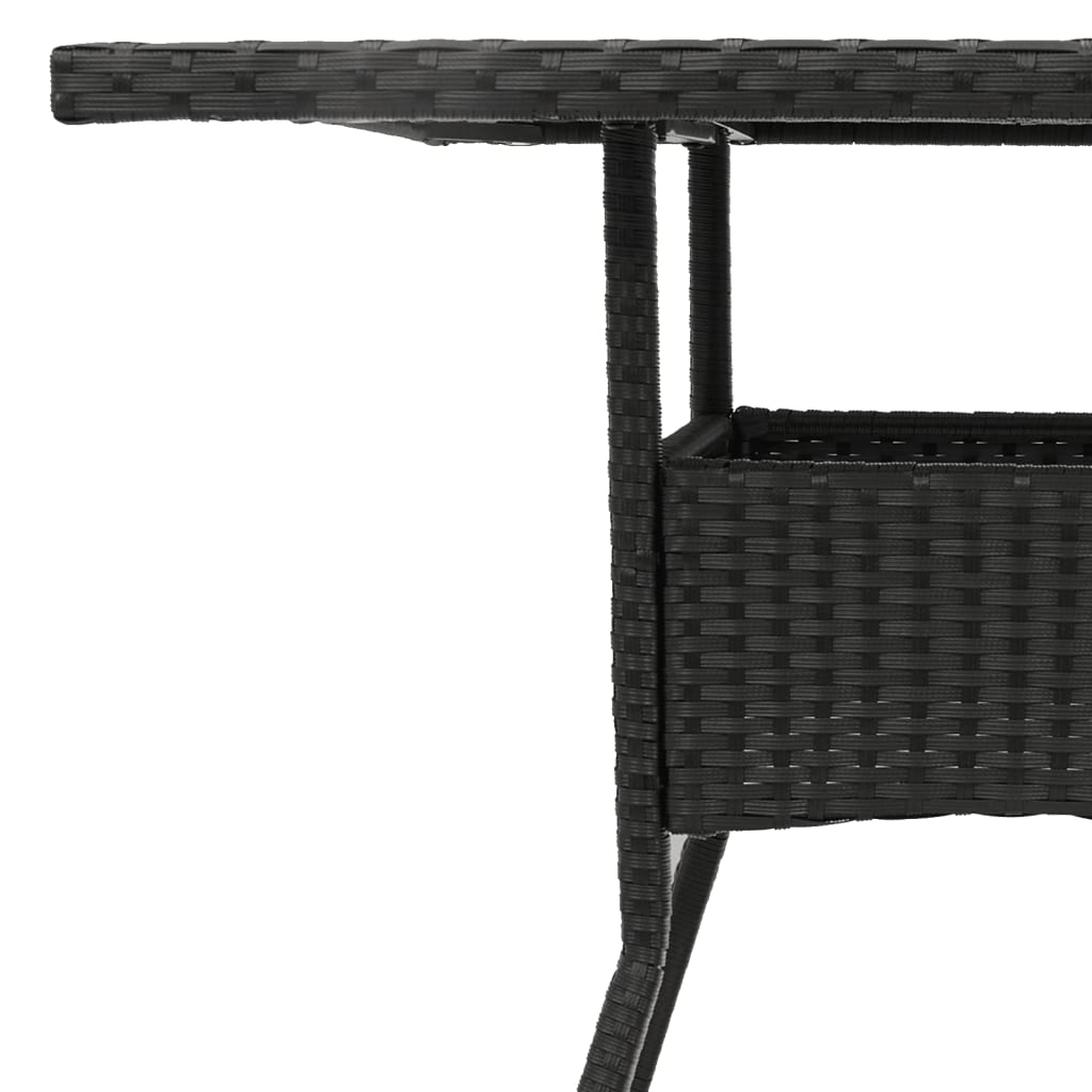 Outdoor Patio Poly Rattan Square 4 Person Garden Dining Table With Glass Top - Bargainia.com - 