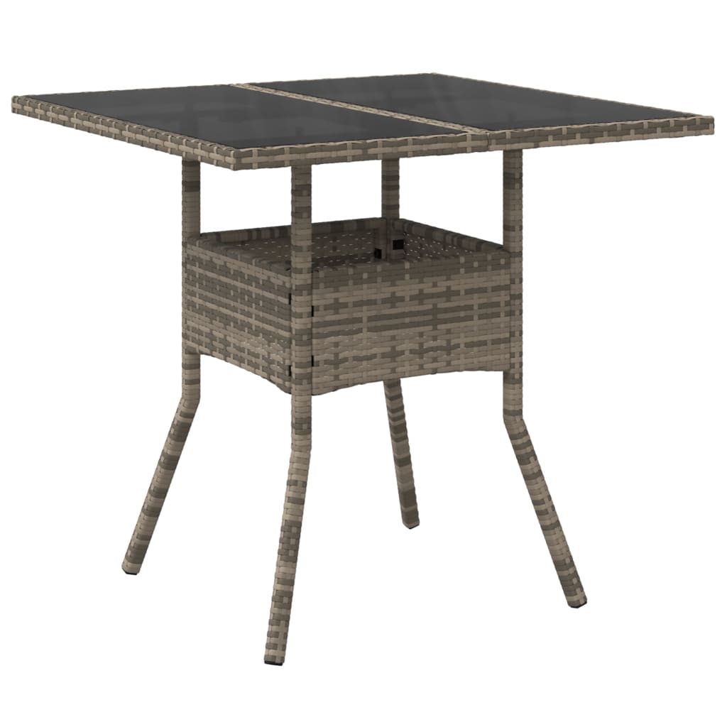 Outdoor Patio Poly Rattan Square 4 Person Garden Dining Table With Glass Top - Bargainia.com - 