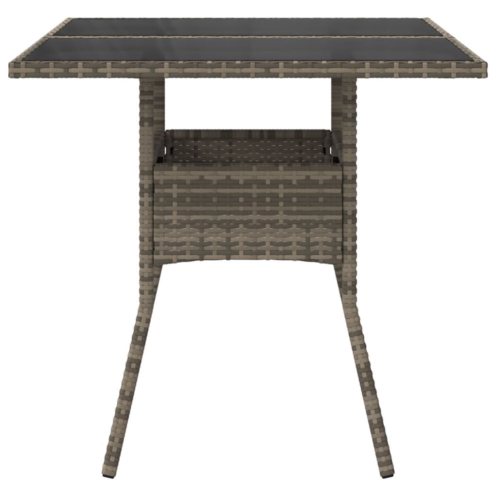 Outdoor Patio Poly Rattan Square 4 Person Garden Dining Table With Glass Top - Bargainia.com - 8721012264489 - 365522