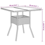 Outdoor Patio Poly Rattan Square 4 Person Garden Dining Table With Glass Top - Bargainia.com - 