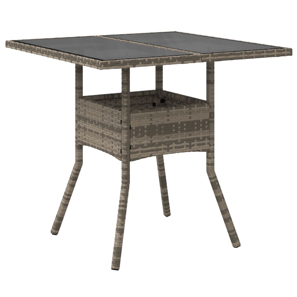 Outdoor Patio Poly Rattan Square 4 Person Garden Dining Table With Glass Top - Bargainia.com - 