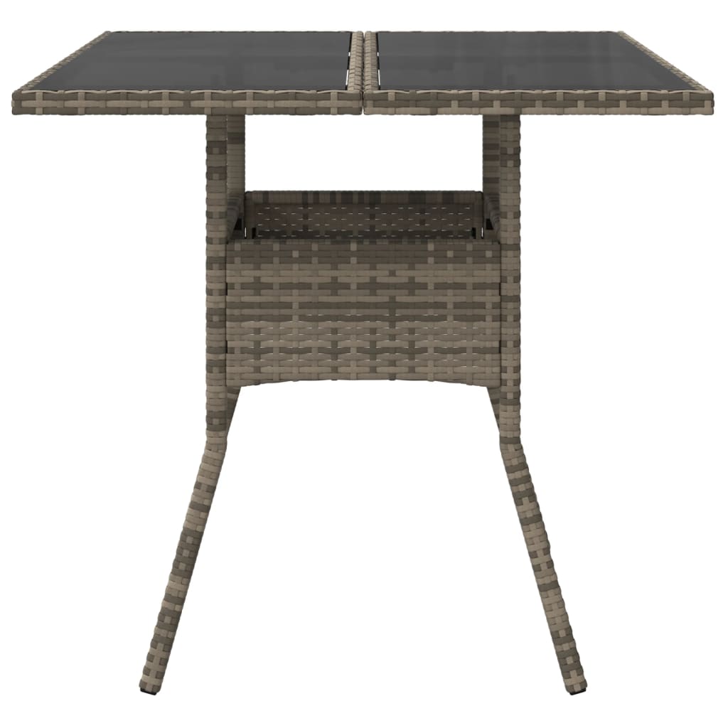 Outdoor Patio Poly Rattan Square 4 Person Garden Dining Table With Glass Top - Bargainia.com - 8721012264489 - 365522