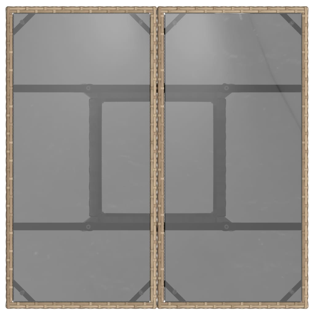 Outdoor Patio Poly Rattan Square 4 Person Garden Dining Table With Glass Top - Bargainia.com - 