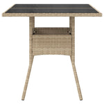 Outdoor Patio Poly Rattan Square 4 Person Garden Dining Table With Glass Top - Bargainia.com - 
