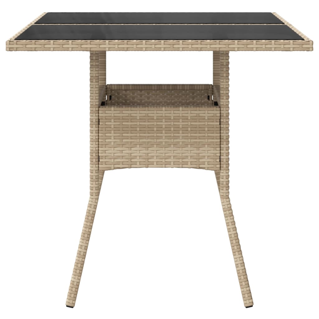Outdoor Patio Poly Rattan Square 4 Person Garden Dining Table With Glass Top - Bargainia.com - 8721012264496 - 365523