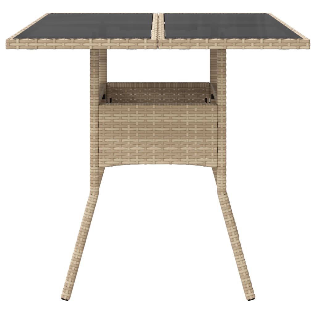 Outdoor Patio Poly Rattan Square 4 Person Garden Dining Table With Glass Top - Bargainia.com - 8721012264496 - 365523