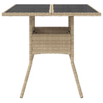 Outdoor Patio Poly Rattan Square 4 Person Garden Dining Table With Glass Top - Bargainia.com - 