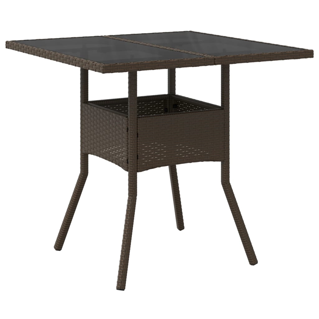Outdoor Patio Poly Rattan Square 4 Person Garden Dining Table With Glass Top - Bargainia.com - 