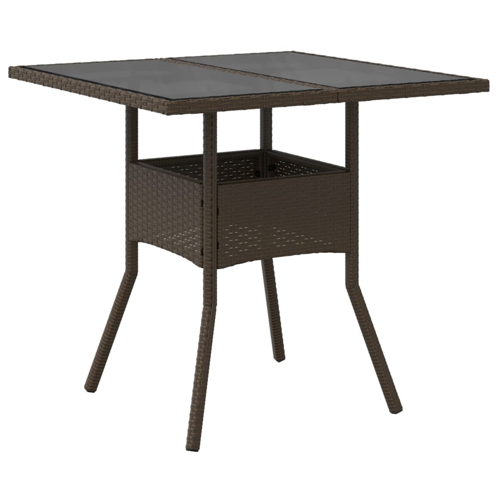 Outdoor Patio Poly Rattan Square 4 Person Garden Dining Table With Glass Top - Bargainia.com - 