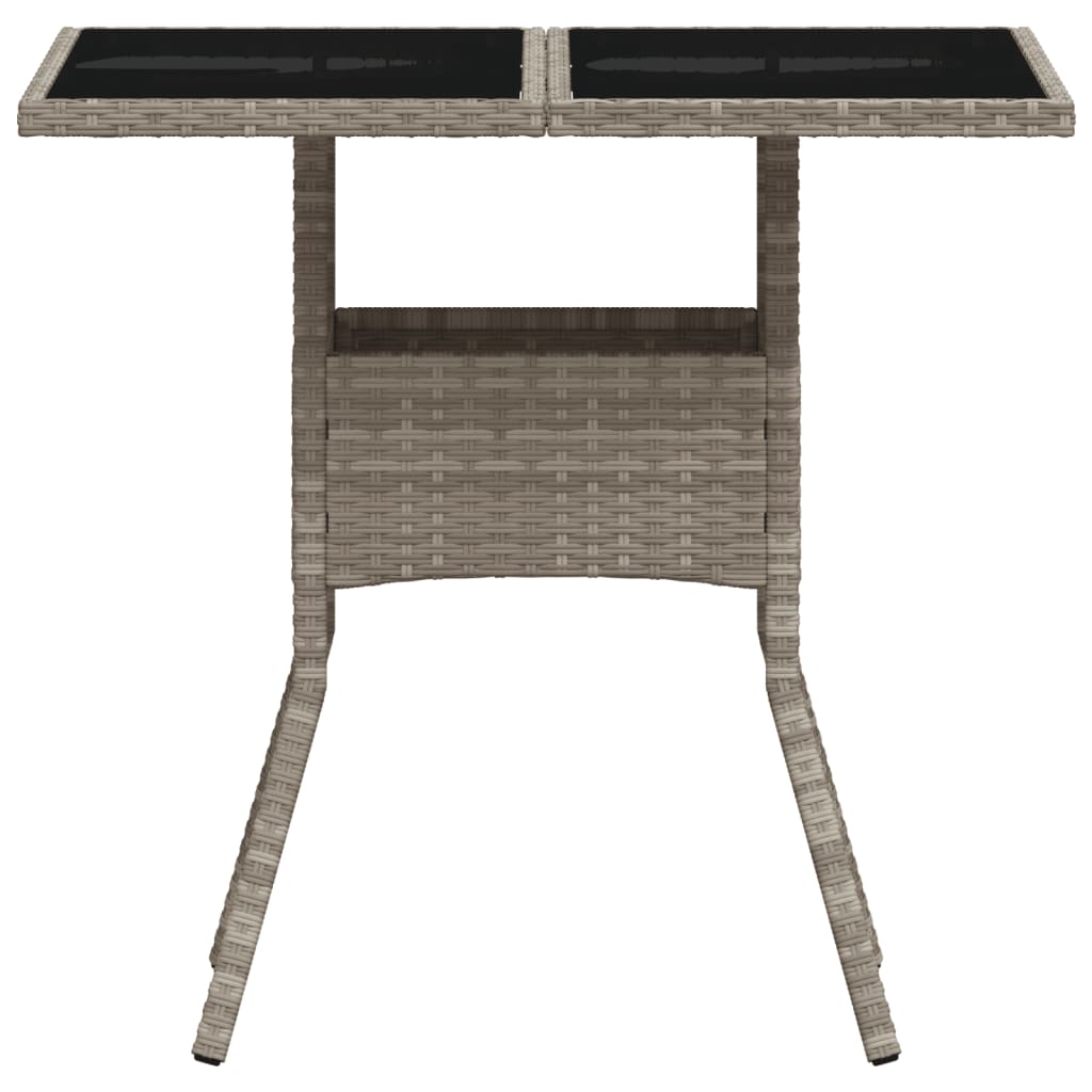 Outdoor Patio Poly Rattan Square 4 Person Garden Dining Table With Glass Top - Bargainia.com - 8721012451452 - 368131