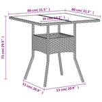 Outdoor Patio Poly Rattan Square 4 Person Garden Dining Table With Glass Top - Bargainia.com - 
