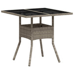 Outdoor Patio Poly Rattan Square 4 Person Garden Dining Table With Glass Top - Bargainia.com - 