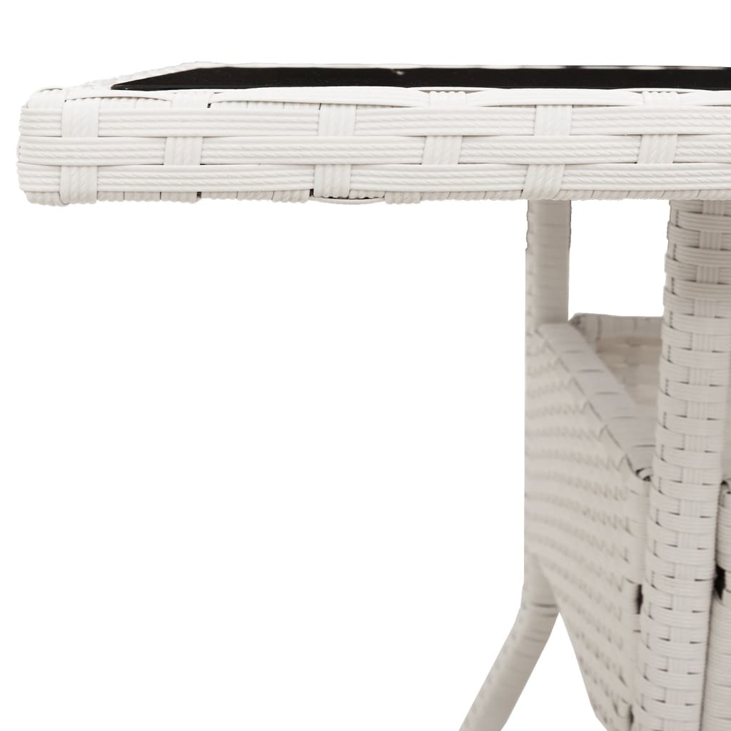 Outdoor Patio Poly Rattan Square 4 Person Garden Dining Table With Glass Top - Bargainia.com - 8721012451469 - 368132