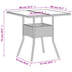 Outdoor Patio Poly Rattan Square 4 Person Garden Dining Table With Glass Top - Bargainia.com - 