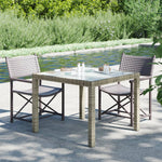 Outdoor Patio Poly Rattan Square Garden 4 Person Dining Table With Glass Top - Bargainia.com - 