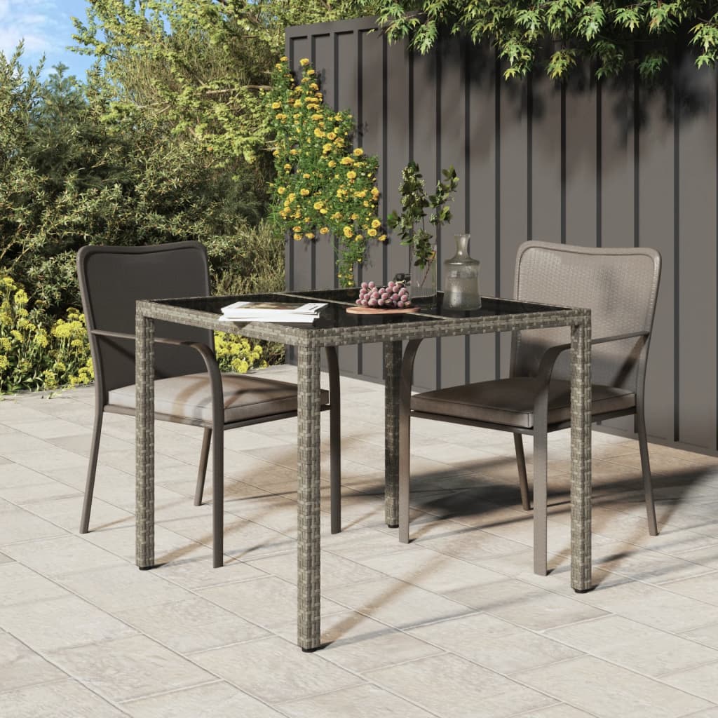 Outdoor Patio Poly Rattan Square Garden 4 Person Dining Table With Glass Top - Bargainia.com - 8720286666371 - 316701