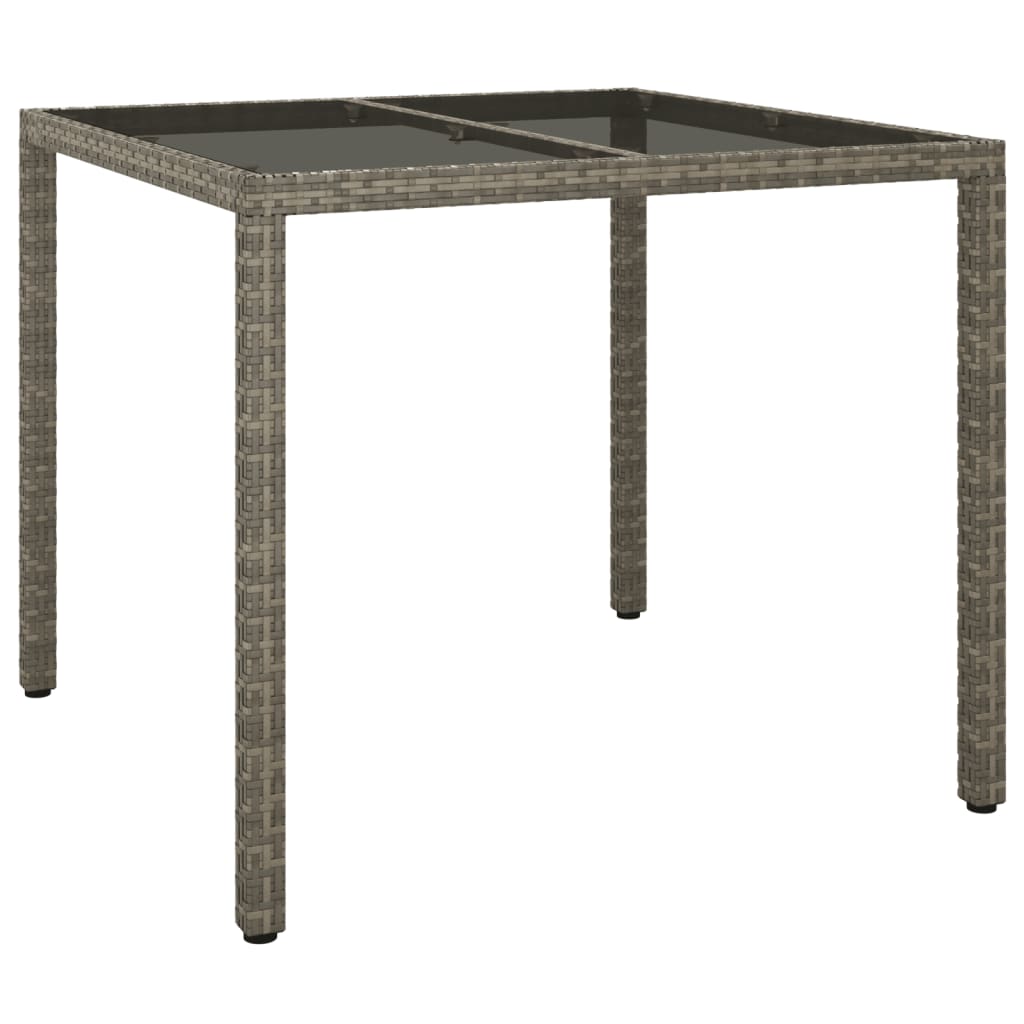 Outdoor Patio Poly Rattan Square Garden 4 Person Dining Table With Glass Top - Bargainia.com - 8720286666371 - 316701