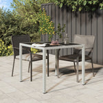 Outdoor Patio Poly Rattan Square Garden 4 Person Dining Table With Glass Top - Bargainia.com - 