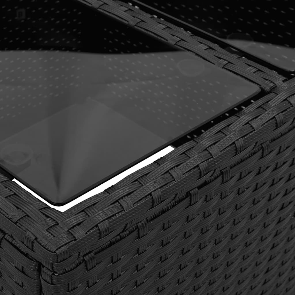 Outdoor Patio Poly Rattan Square Garden Coffee Table With Glass Top Tables - Bargainia.com - 8721012333543 - 365969