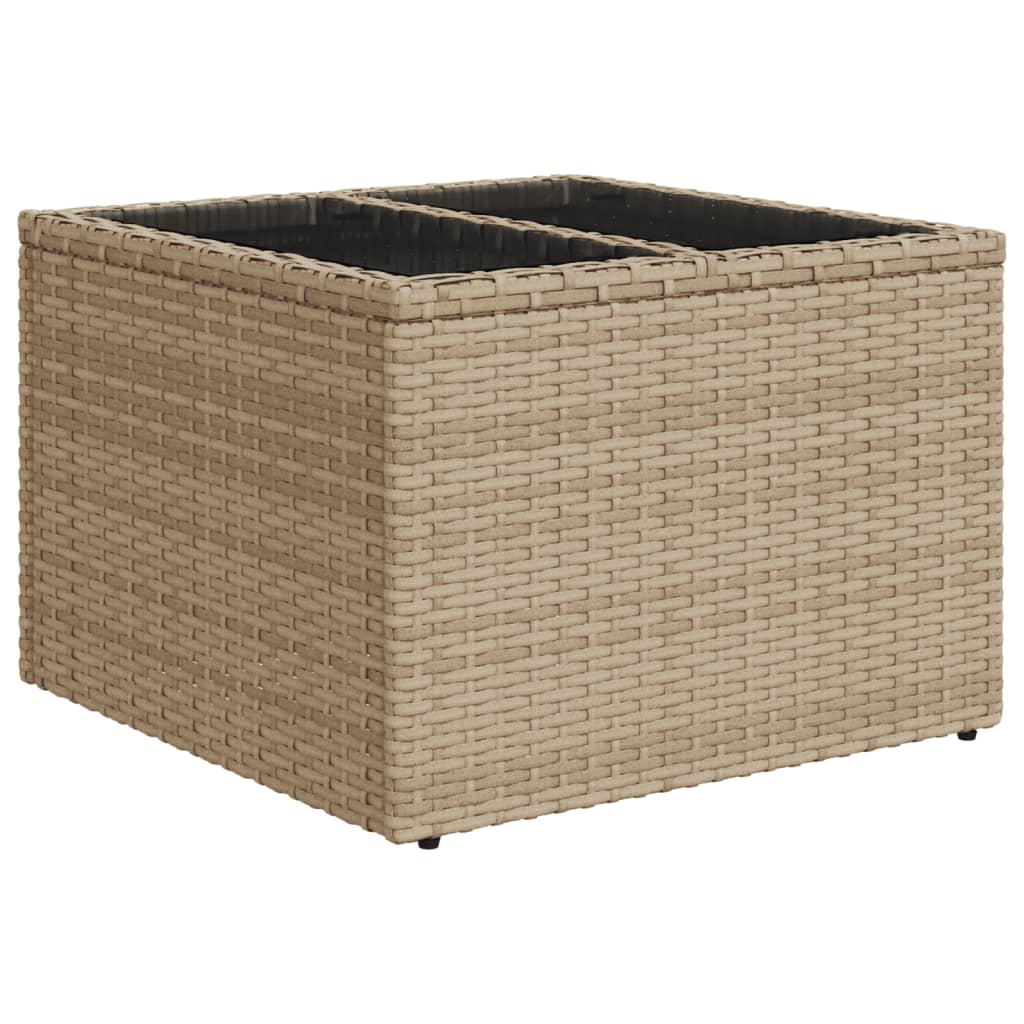 Outdoor Patio Poly Rattan Square Garden Coffee Table With Glass Top Tables - Bargainia.com - 