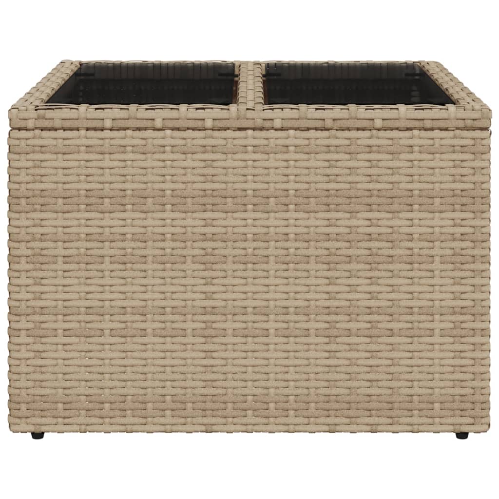 Outdoor Patio Poly Rattan Square Garden Coffee Table With Glass Top Tables - Bargainia.com - 8721012334434 - 366058