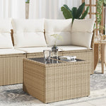Outdoor Patio Poly Rattan Square Garden Coffee Table With Glass Top Tables - Bargainia.com - 