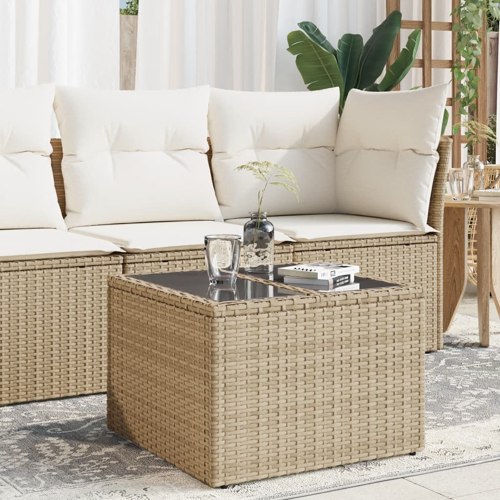 Outdoor Patio Poly Rattan Square Garden Coffee Table With Glass Top Tables - Bargainia.com - 8721012334434 - 366058