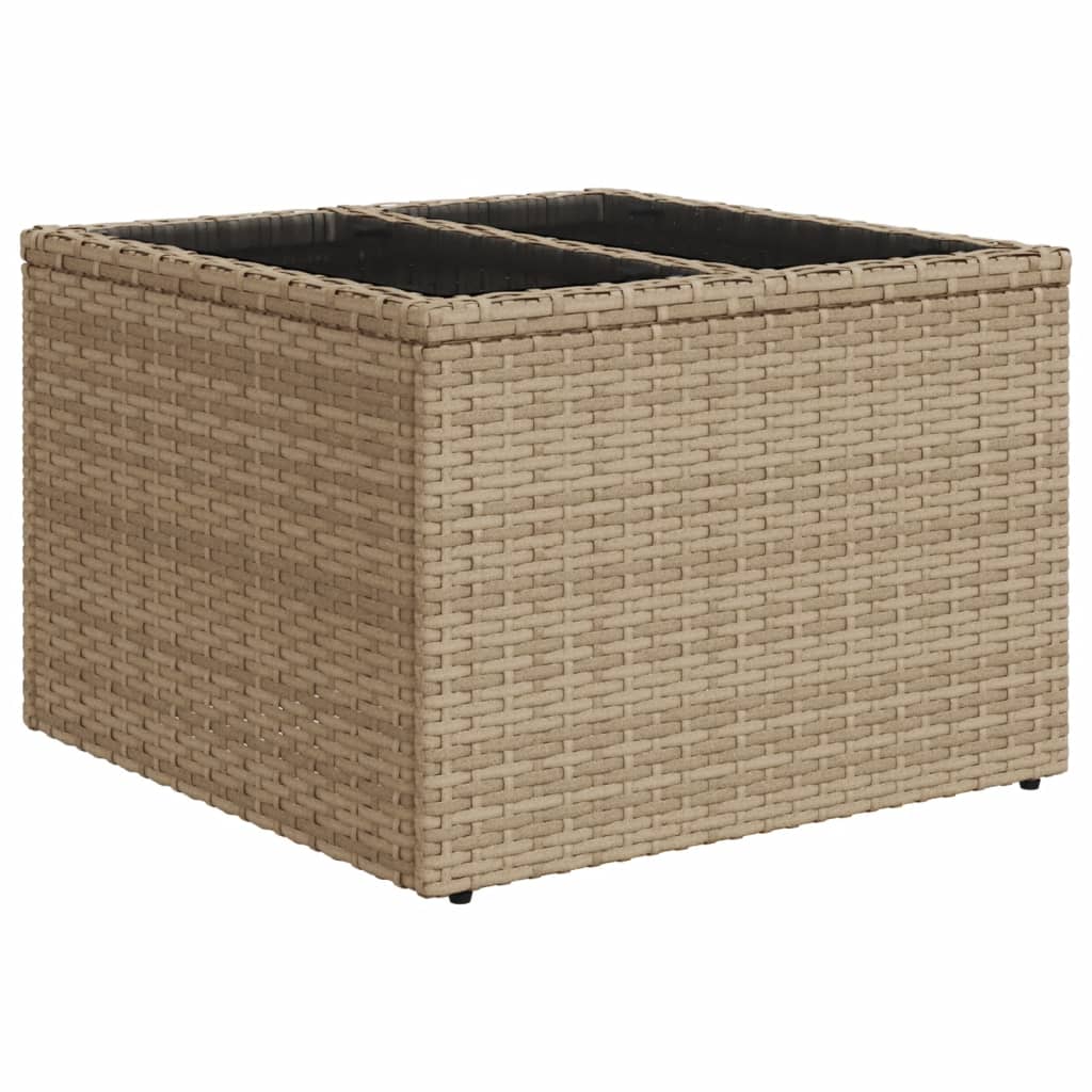 Outdoor Patio Poly Rattan Square Garden Coffee Table With Glass Top Tables - Bargainia.com - 