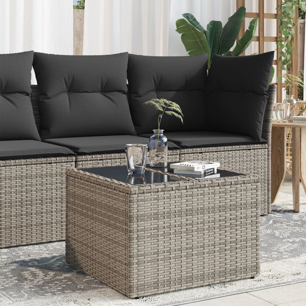 Outdoor Patio Poly Rattan Square Garden Coffee Table With Glass Top Tables - Bargainia.com - 8721012335059 - 366120