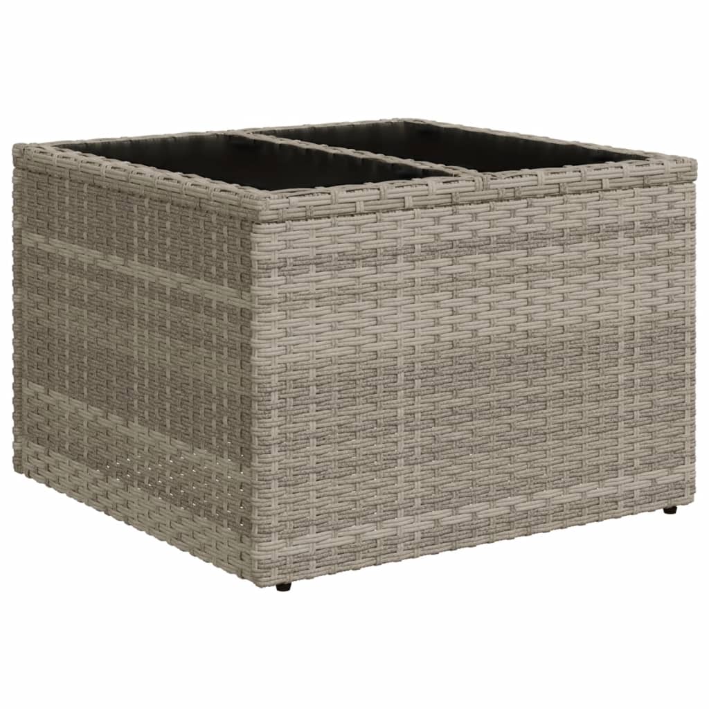 Outdoor Patio Poly Rattan Square Garden Coffee Table With Glass Top Tables - Bargainia.com - 
