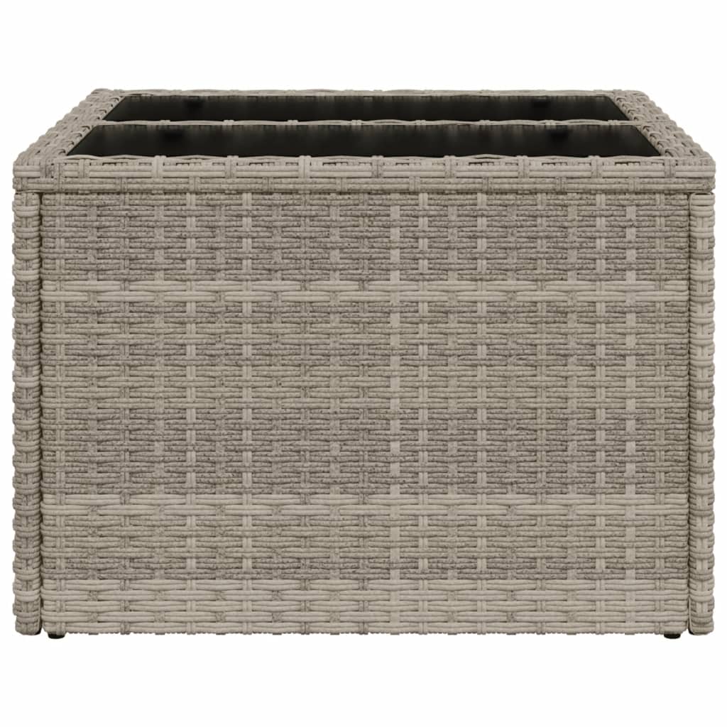 Outdoor Patio Poly Rattan Square Garden Coffee Table With Glass Top Tables - Bargainia.com - 