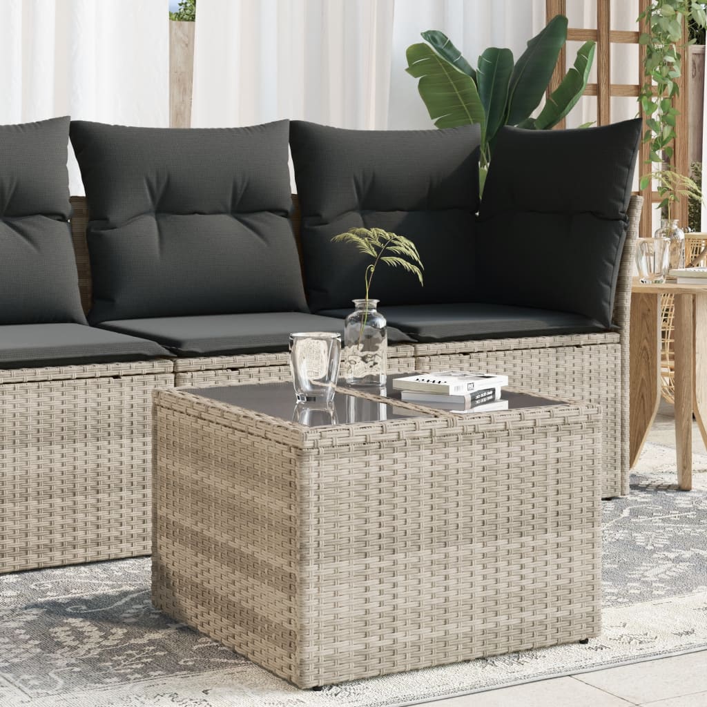 Outdoor Patio Poly Rattan Square Garden Coffee Table With Glass Top Tables - Bargainia.com - 
