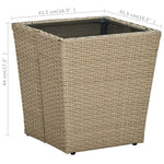 Outdoor Patio Poly Rattan Square Garden Coffee Tea Table With Glass Top Tables - Bargainia.com - 