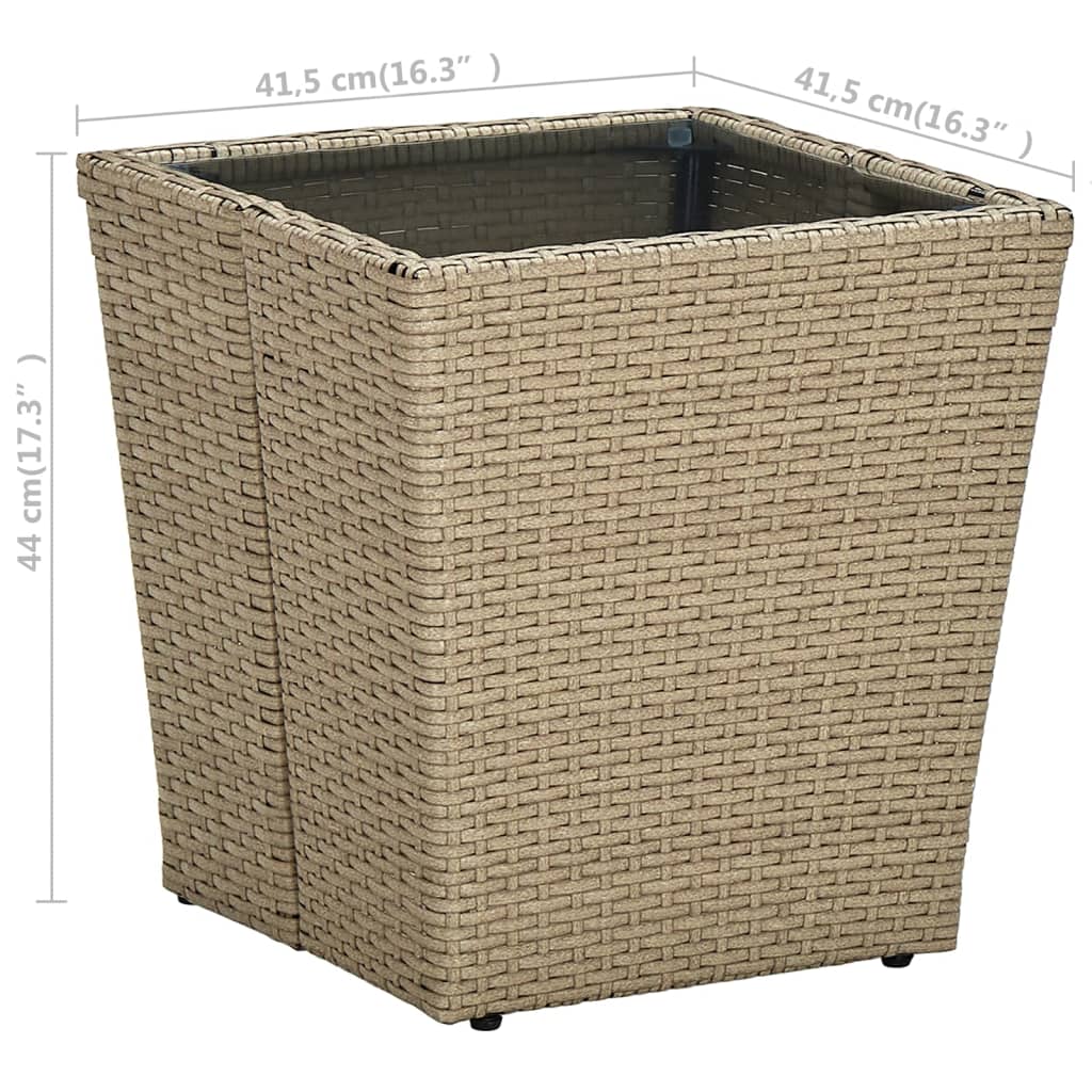 Outdoor Patio Poly Rattan Square Garden Coffee Tea Table With Glass Top Tables - Bargainia.com - 8720286089347 - 310557