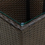 Outdoor Patio Poly Rattan Square Garden Coffee Tea Table With Glass Top Tables - Bargainia.com - 