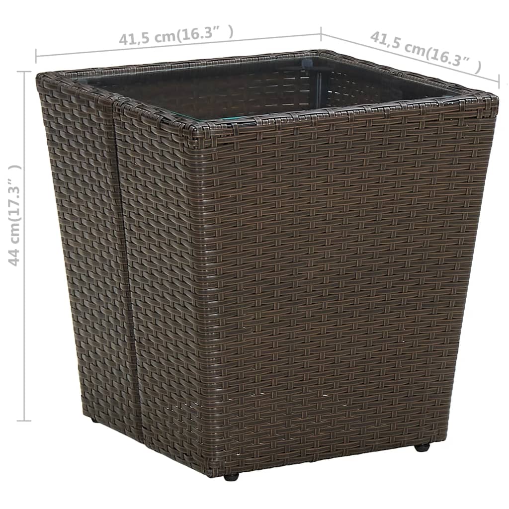Outdoor Patio Poly Rattan Square Garden Coffee Tea Table With Glass Top Tables - Bargainia.com - 8720286089354 - 310558