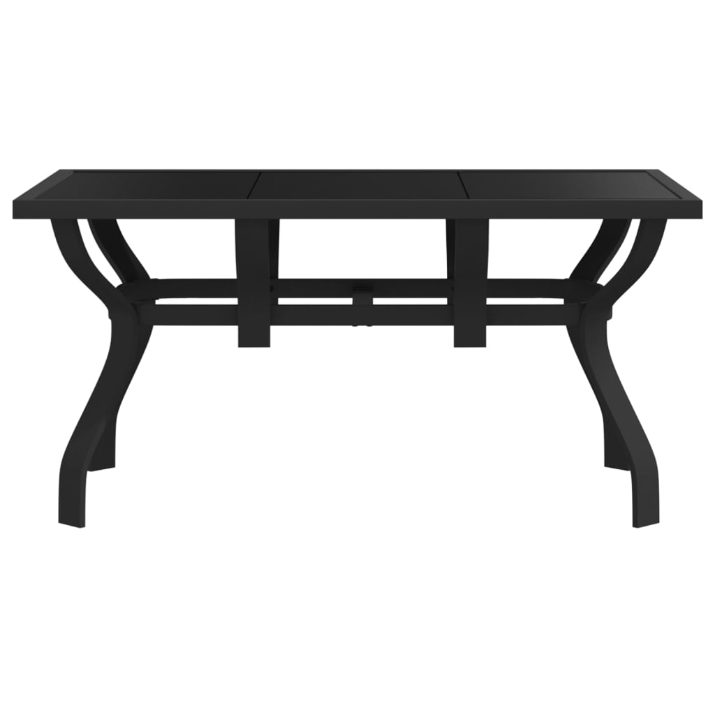 Outdoor Patio Rectangular 4 Person Steel Garden Dining Table With Glass Top - Bargainia.com - 8720286849941 - 318768